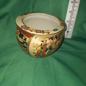 Decorative Ceramic Planter with Asian Art Design